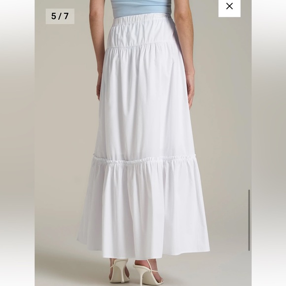 American Tall Maxi Skirt XL Tall White Tiered High Rise Long Skirt NWT - Picture 6 of 7